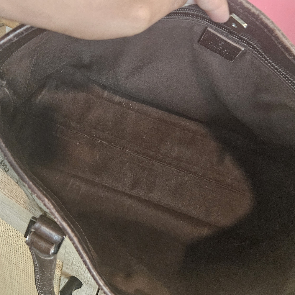 Gucci Beige/Brown Canvas Tote 15x9in - Picture 5 of 16
